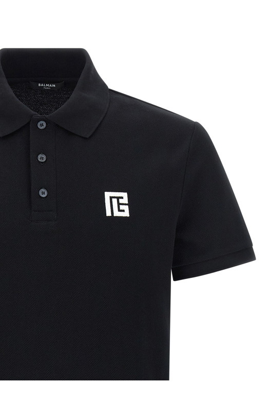 Рубашка-поло с вышивкой Черно-серая BALMAIN GH1GB085BC87EAB