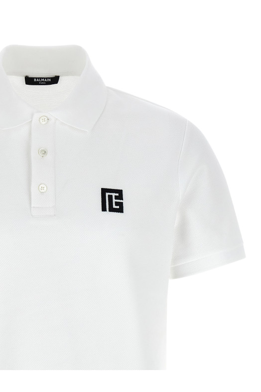 Рубашка-поло с вышивкой Черно-серая BALMAIN GH1GB085BC87GAB