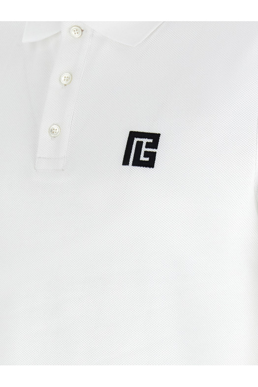 Рубашка-поло с вышивкой Черно-серая BALMAIN GH1GB085BC87GAB