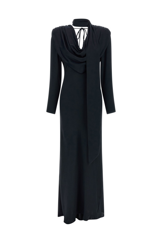 Платье «Satin Maxi Drapy» Синее 11543923182318