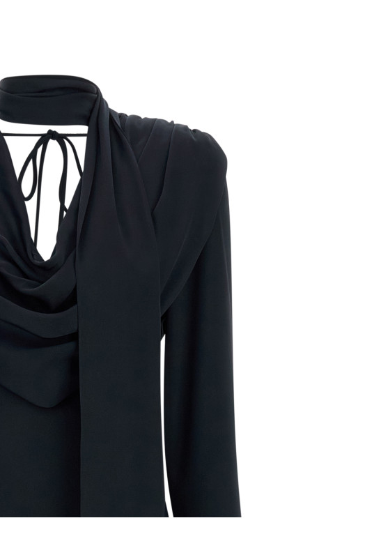 Платье «Satin Maxi Drapy» Синее 11543923182318