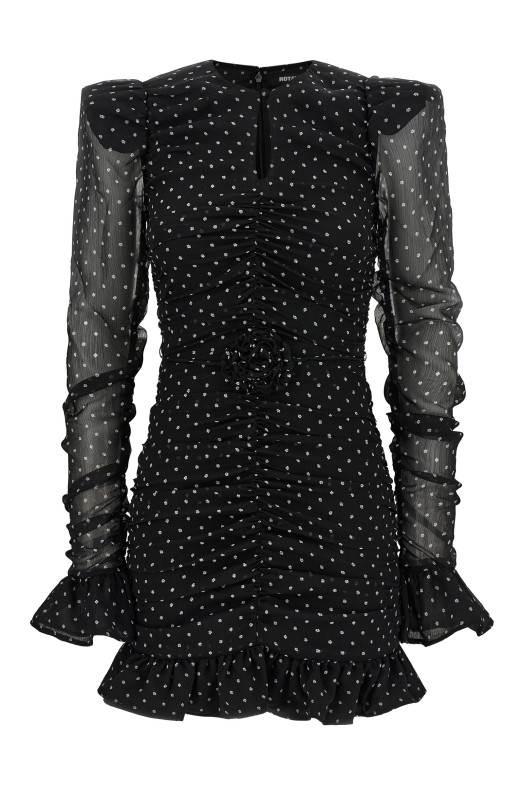 'Printed Long-Sleeve' dress Black