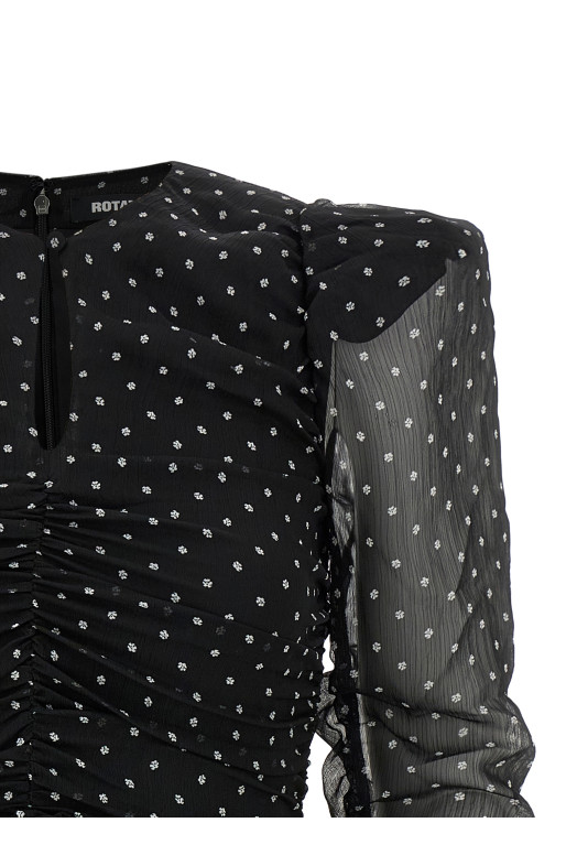 'Printed Long-Sleeve' dress Black