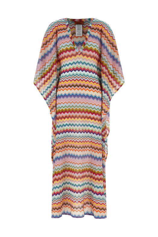 Платье из трикотажа с зигзагообразным узором, многоцветное MISSONI MC23SQ05BR014FSM9WV