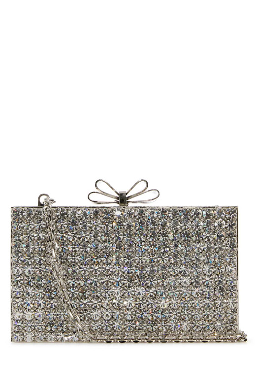 Украшенный металлический клатч Cadeau Silver MACH&MACH (FW24BG0012STRCRY) MACH & MACH