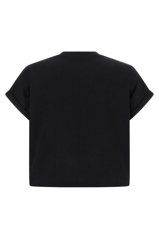 Укороченная футболка Черная BALMAIN GF1EE005BD40EAB