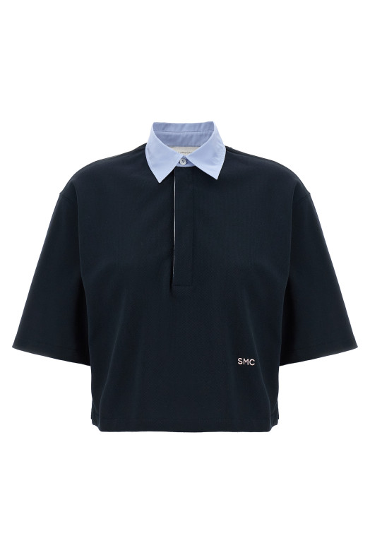 Cropped piquet polo Blue