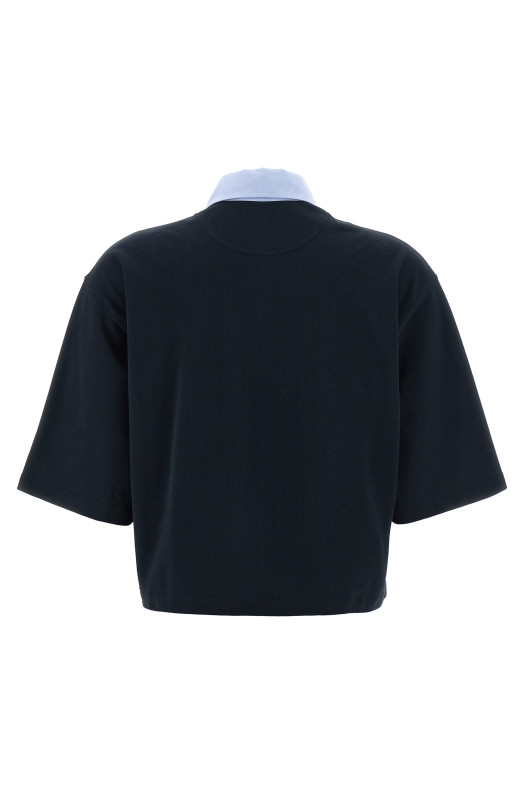 Cropped piquet polo Blue