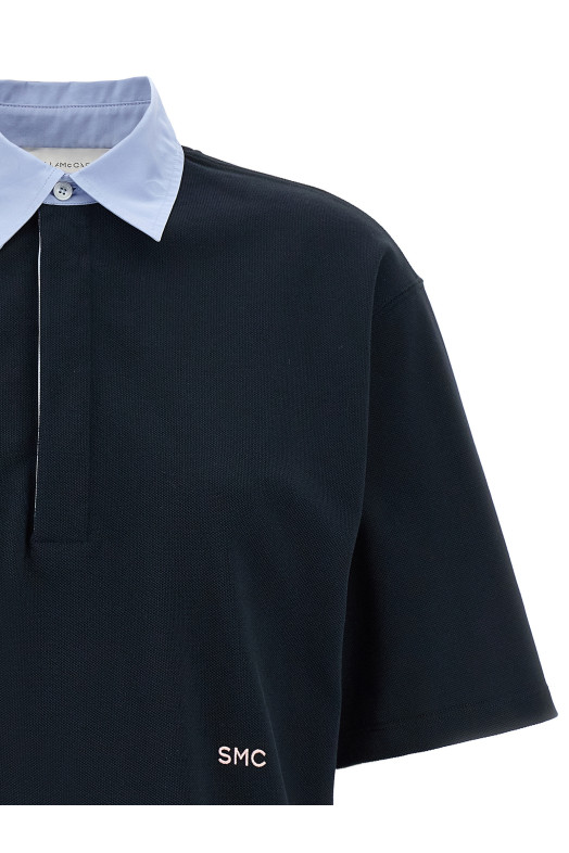 Cropped piquet polo Blue