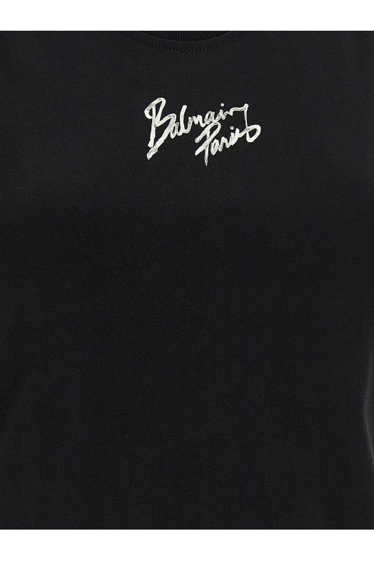 'Balmain Paris' print top Black