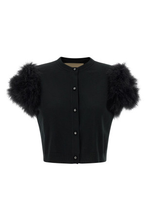 Valentino Garavani feathered knit cardigan Black