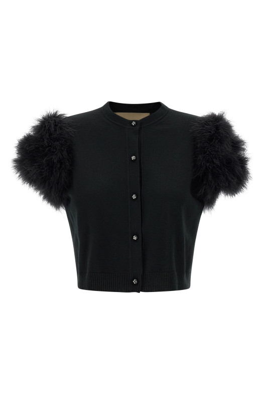 Valentino Garavani feathered knit cardigan Black