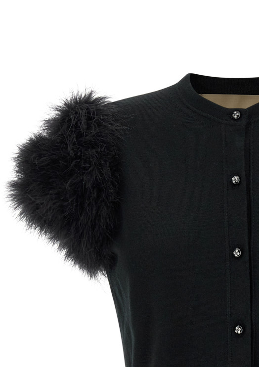 Valentino Garavani feathered knit cardigan Black