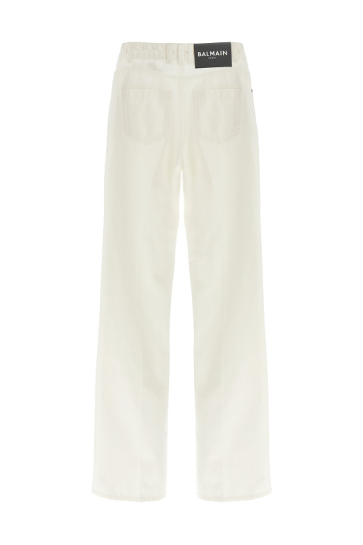 Джинсы с вышивкой Белые BALMAIN GF1MI070DG140FC