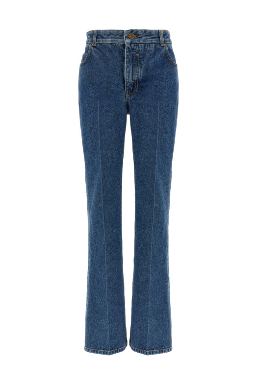 Джинсы с вышивкой Синие BALMAIN GF1MI070DG086EX