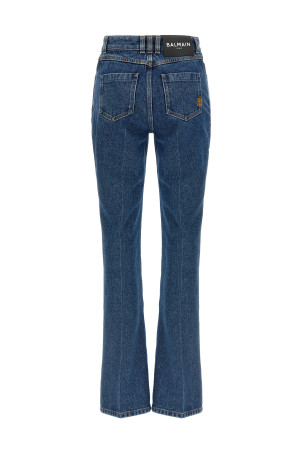 Джинсы с вышивкой Синие BALMAIN GF1MI070DG086EX
