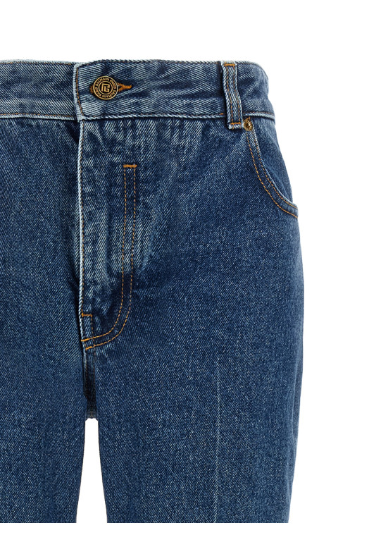 Джинсы с вышивкой Синие BALMAIN GF1MI070DG086EX