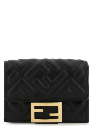Black nappa leather micro Baguette wallet Black FENDI (8M0395AAJD)
