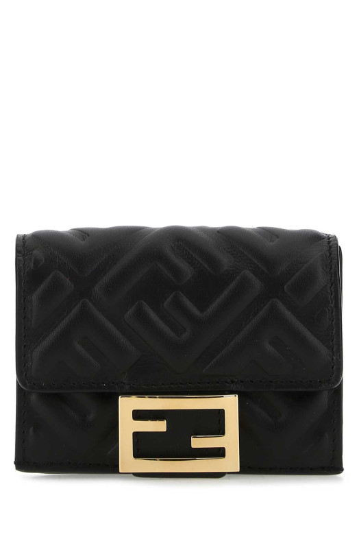 Black nappa leather micro Baguette wallet Black FENDI (8M0395AAJD)