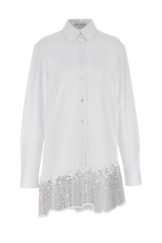 Платье-рубашка со стразами Белый J.W.ANDERSON DR0416PG0047001