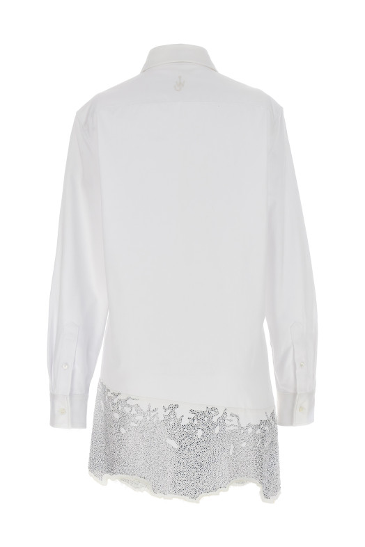 Платье-рубашка со стразами Белый J.W.ANDERSON DR0416PG0047001