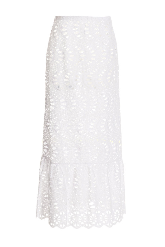 Gonna lunga macramè White