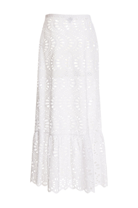 Gonna lunga macramè White