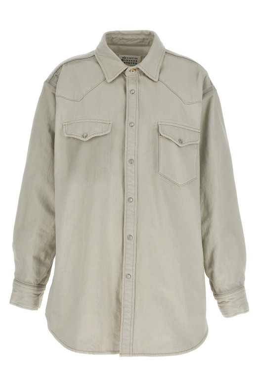 Утепленная рубашка-накидка Белая MAISON MARGIELA S51DT0007S30857961