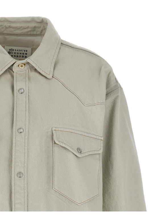 Утепленная рубашка-накидка Белая MAISON MARGIELA S51DT0007S30857961
