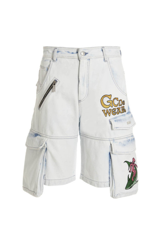 Bleached Embroidered Ultracargo' bermuda shorts BLUE