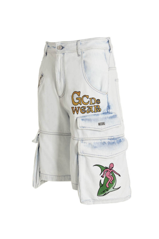 Bleached Embroidered Ultracargo' bermuda shorts BLUE