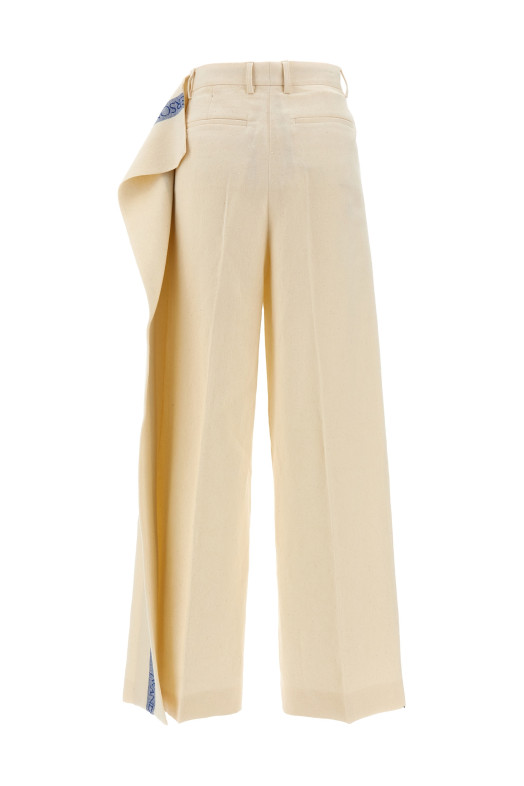 Брюки с логотипом на поясе Бежевые J.W.ANDERSON TR0334PG1483046