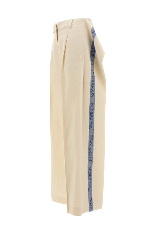 Брюки с логотипом на поясе Бежевые J.W.ANDERSON TR0334PG1483046