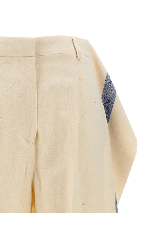 Брюки с логотипом на поясе Бежевые J.W.ANDERSON TR0334PG1483046