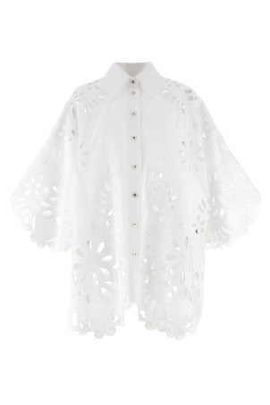 Рубашка с вырезанной вышивкой Белая DOLCE & GABBANA F5S56ZGDCKOW0800