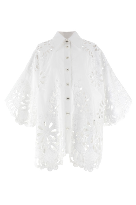 Рубашка с вырезанной вышивкой Белая DOLCE & GABBANA F5S56ZGDCKOW0800
