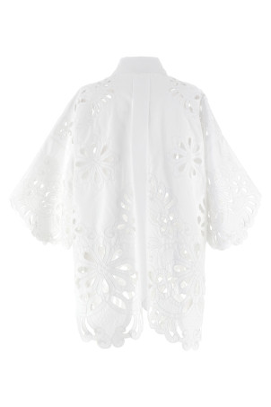Рубашка с вырезанной вышивкой Белая DOLCE & GABBANA F5S56ZGDCKOW0800