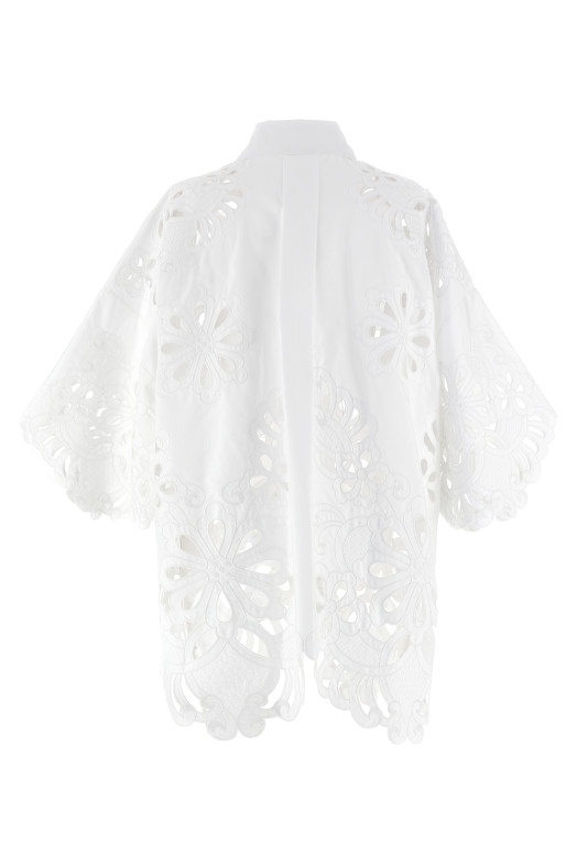 Рубашка с вырезанной вышивкой Белая DOLCE & GABBANA F5S56ZGDCKOW0800