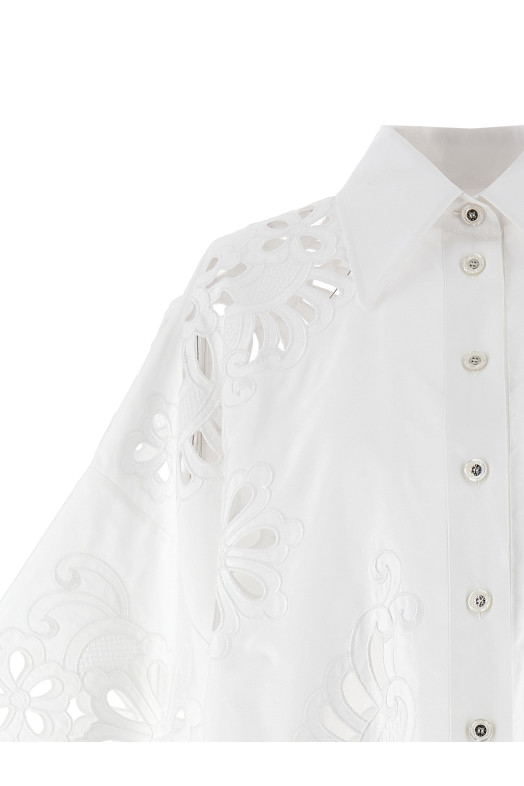 Рубашка с вырезанной вышивкой Белая DOLCE & GABBANA F5S56ZGDCKOW0800