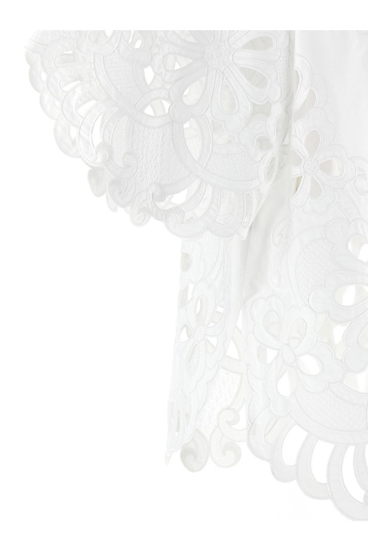 Рубашка с вырезанной вышивкой Белая DOLCE & GABBANA F5S56ZGDCKOW0800