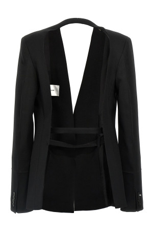 'Shrunken Collarless Open-Back' blazer Black