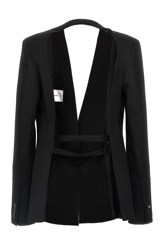'Shrunken Collarless Open-Back' blazer Black