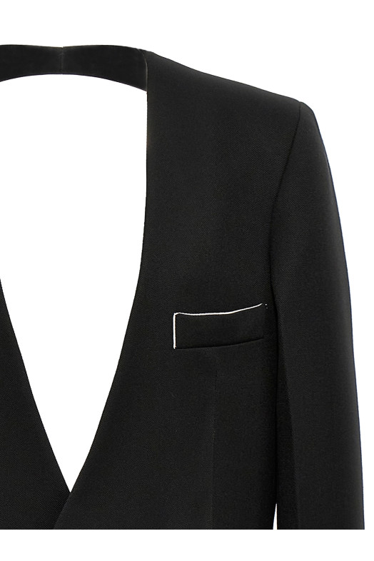 'Shrunken Collarless Open-Back' blazer Black
