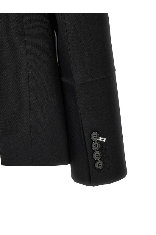 'Shrunken Collarless Open-Back' blazer Black