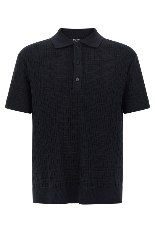 Трикотажная рубашка-поло с монограммой Синяя GH1GB044KI036AJ