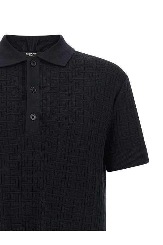 Трикотажная рубашка-поло с монограммой Синяя GH1GB044KI036AJ