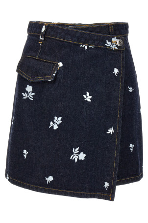 All-over embroidery skirt Blue