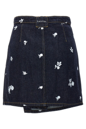 All-over embroidery skirt Blue