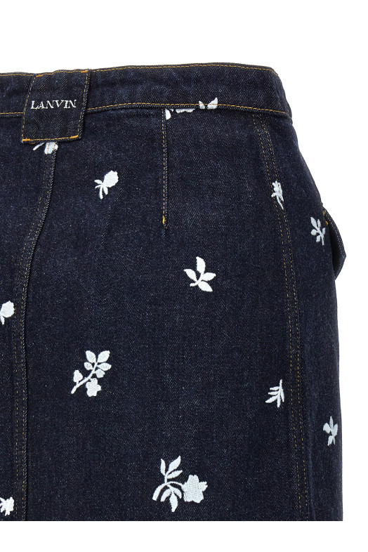 Юбка с вышивкой по всей поверхности Синяя LANVIN RWST0015D070P2429