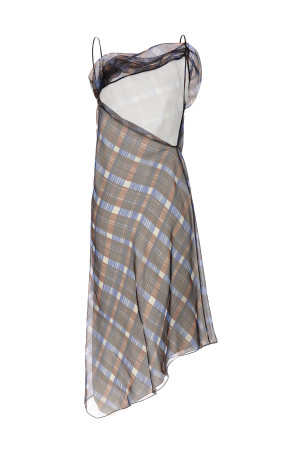 Асимметричное платье Разноцветное FERRAGAMO 0765105COCOA